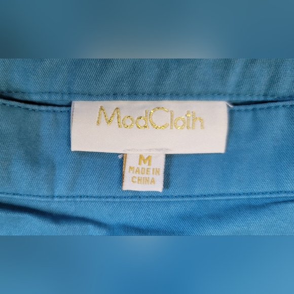 ModCloth A Line Pannel Pleated Skirt Women's M Robin's Egg Blue Hidden Pockets - Picture 4 of 9